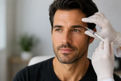 uomo che si sottopone a un trattamento di botox